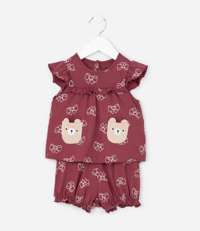 Conjunto Infantil Bata con Bolsillos y Estampado De Moñitas – Talle RN A 18 Meses