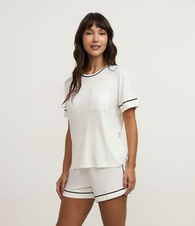 Pijama Short Doll en Viscosa con Bies Contrastante