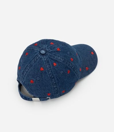 Gorra con Visera Curva en Jeans con Bordado de Corazones 2