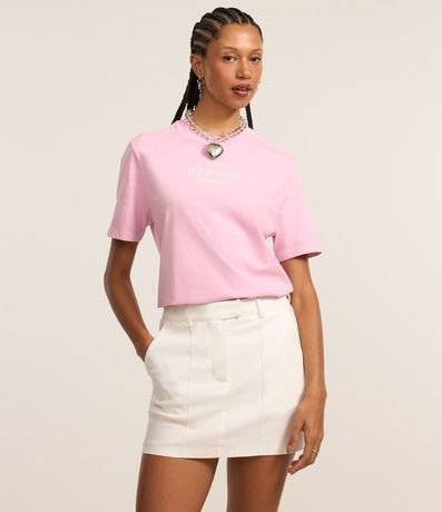 Remera en Algodón Desteñido con Estampa Out of Office