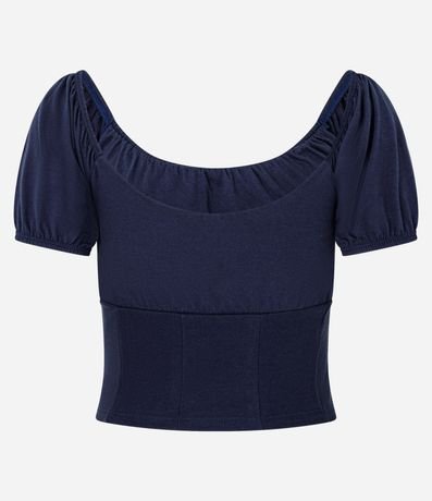 Blusa en Algodón con Manga Abullonada y Escote Abierto 5