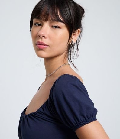 Blusa en Algodón con Manga Abullonada y Escote Abierto 3