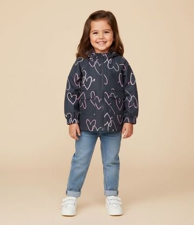 Campera Infantil Rompevientos con Estampado de Corazones – Talle 1 a 5/6 años