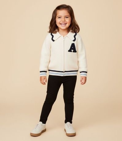 Campera Infantil en Efecto Punto con Volado en el Cuello y Bordado – Talle 1 a 5/6 años 1