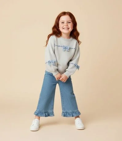 Suéter Infantil en Efecto Punto con Moñitas Entrelazadas – Talle 1 a 5/6 años 1