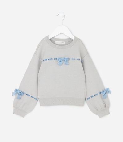 Suéter Infantil en Efecto Punto con Moñitas Entrelazadas – Talle 1 a 5/6 años 2