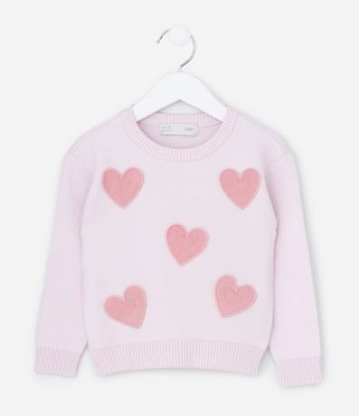 Suéter Infantil en Efecto Punto con Corazones Aplicados – Talle 1 a 5/6 años 2