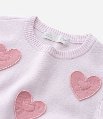 Suéter Infantil en Efecto Punto con Corazones Aplicados – Talle 1 a 5/6 años 6