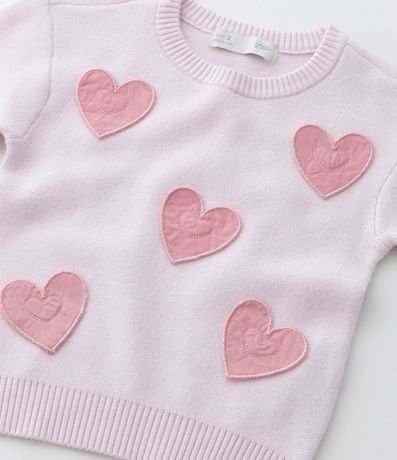 Suéter Infantil en Efecto Punto con Corazones Aplicados – Talle 1 a 5/6 años 7