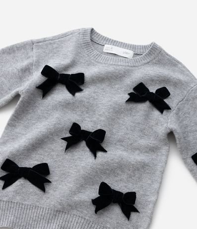 Suéter Infantil con Moñitas Aplicadas – Talle 1 a 5/6 7