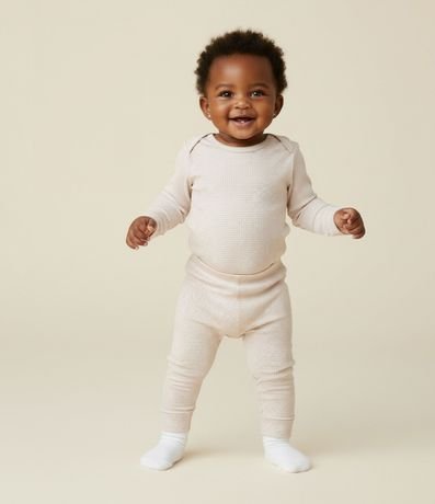 Pantalón Infantil en Rib Acanalada con Estampa Rayada – Talle RN a 18 Meses 2