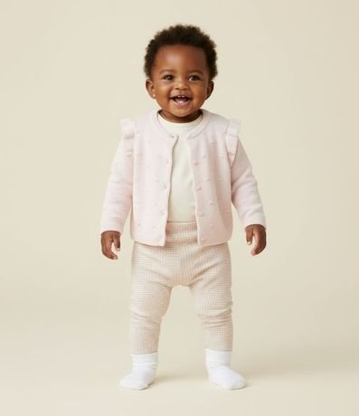 Pantalón Infantil en Rib Acanalada con Estampa Rayada – Talle RN a 18 Meses