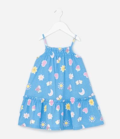 Vestido Infantil en Algodón con Estampado de Frutas - Talle 1 a 6 años