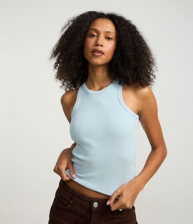 Blusa Musculosa Básica en Rib con Ligera Textura