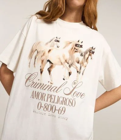 Remera Oversized en Algodón con Estampa Criminal Love Cavalos 4