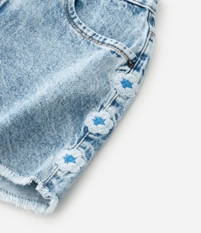 Short Jeans Infantil con Bordado de Flor y Marmoleado - Talle 5 a 14 años 5