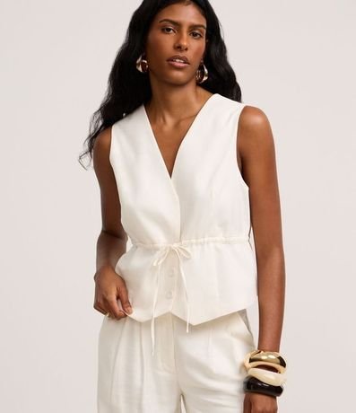 Chaleco en Viscolino con Lazo en la Cintura