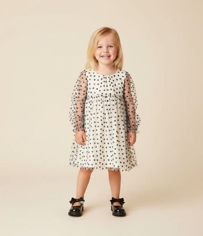 Vestido Infantil en Tule con Textura Floral - Talle 1 a 6 años 3