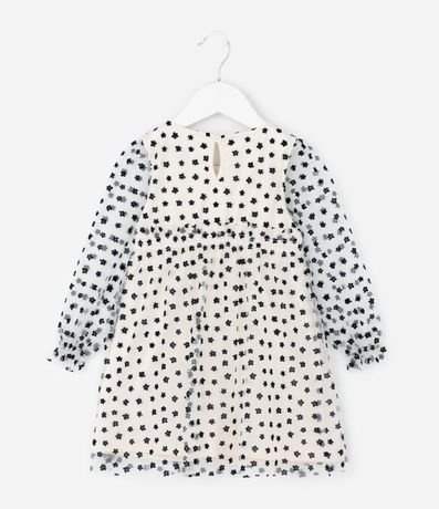 Vestido Infantil en Tule con Textura Floral - Talle 1 a 6 años 2