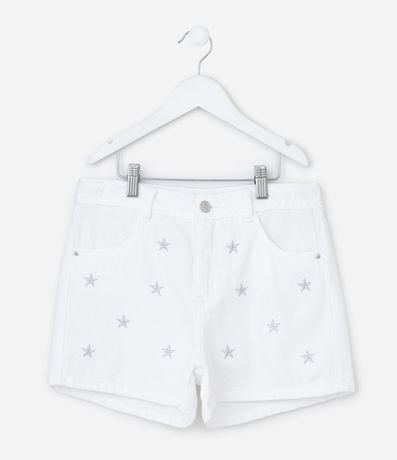 Short Infantil Regular en Jeans con Bordado de Estrellas - Talle 5 a 14 años