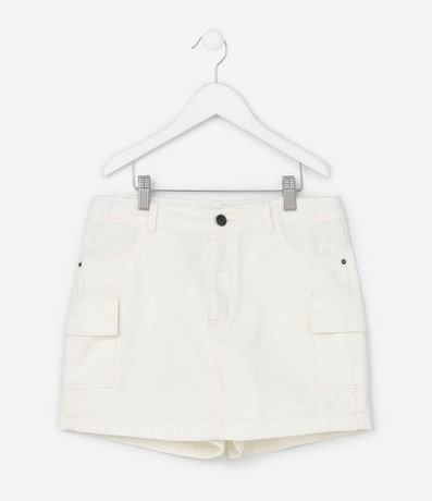 Short Pollera Infantil en Sarga con Bolsillo Cargo - Talle 5 a 14 años