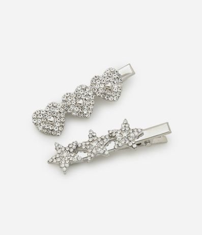 Kit 03 Pinzas para el Pelo Infantil con Detalles de Strass y Lazo de Broderie 3