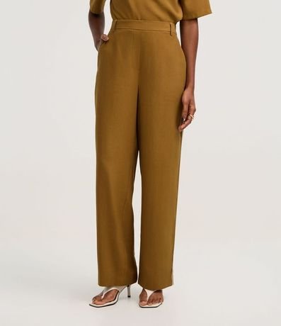 Pantalón Wide Leg Sastrería en Viscosa con Rayas contrastantes 3