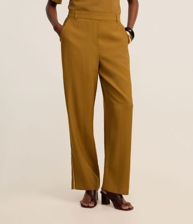 Pantalón Wide Leg Sastrería en Viscosa con Rayas contrastantes 3