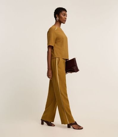 Pantalón Wide Leg Sastrería en Viscosa con Rayas contrastantes 5