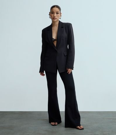 Pantalón Flare en Punto Roma con Cintura Incorporada 1