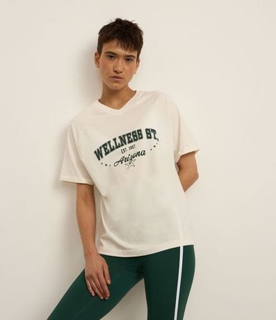 Remera Oversized Deportiva en Algodón con Estampa Wellness