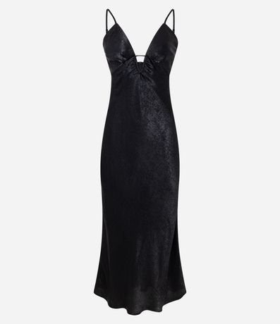 Vestido Sleep Dress New Midi Satinado con Escote Profundo 5