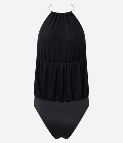 Body Frente única en Microfibra con Tule y Adorno Collar 2