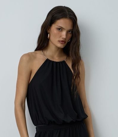 Body Frente única en Microfibra con Tule y Adorno Collar