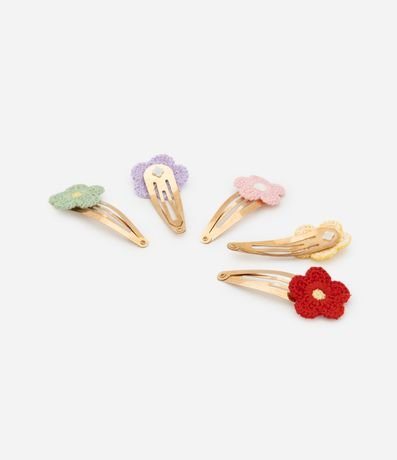 KiKit 05 Pinzas para el Pelo Infantil con Flores de Ganchillo - Talle único 2