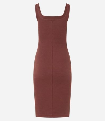 Vestido Midi en Rib con Escote Cuadrado 9