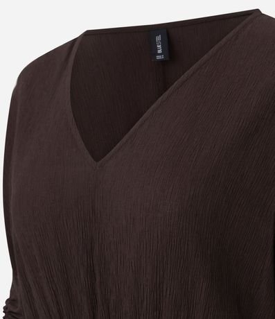 Vestido Manga Corta en Viscolino con Lazo y Textura Crinckle 5