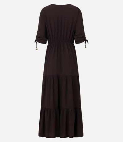 Vestido Manga Corta en Viscolino con Lazo y Textura Crinckle 7