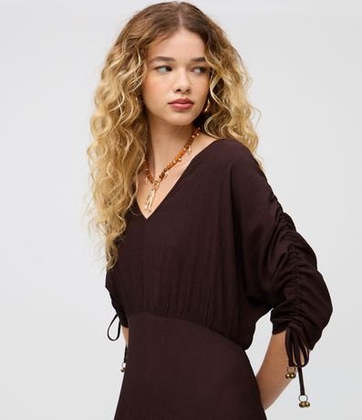 Vestido Manga Corta en Viscolino con Lazo y Textura Crinckle 3