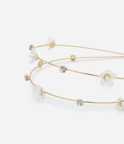 Vincha en Metal con Flores y Strass - Talle Único 3