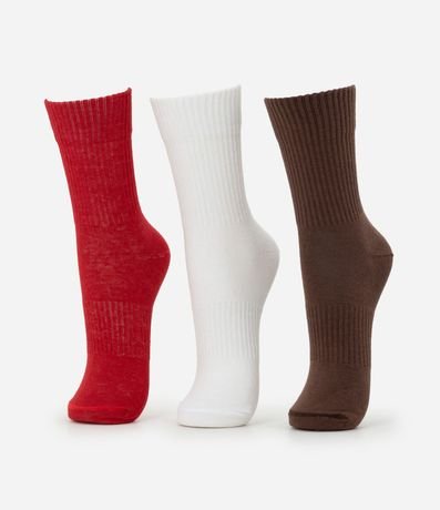 Kit 03 Medias Cano Mediano Deportivo en Algodón Canelado