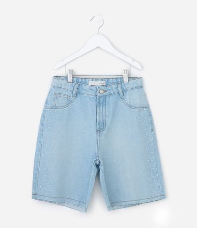 Bermuda Jorts Infantil en Jeans con Aplicación de Brillos Laterales - Talle 5 a 14 años 2