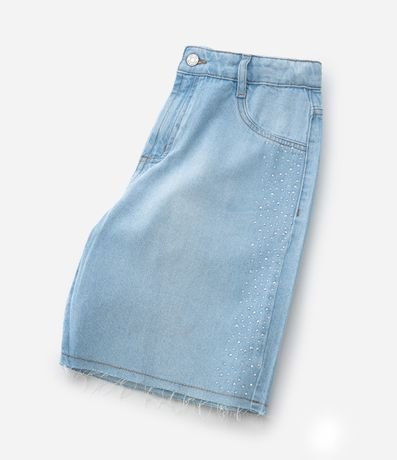 Bermuda Jorts Infantil en Jeans con Aplicación de Brillos Laterales - Talle 5 a 14 años 8