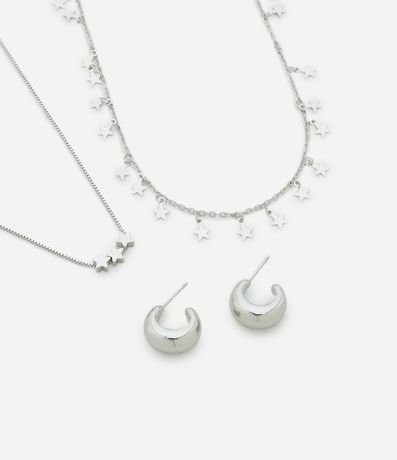 Conjunto Collar Capas y Caravana con Colgante Estrellas