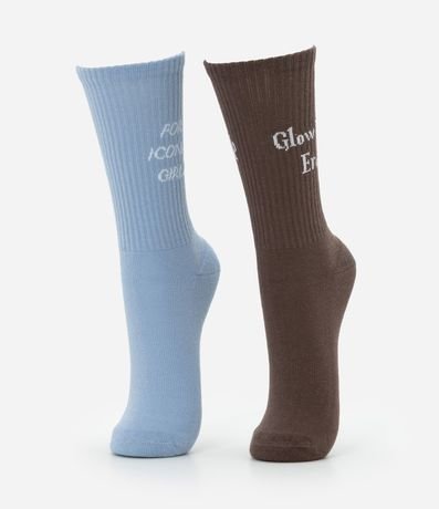 Kit 02 Media Caña Larga en Algodón con Estampa Iconic