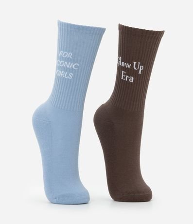 Kit 02 Media Caña Larga en Algodón con Estampa Iconic 2