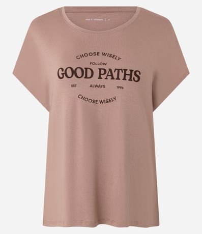 Remera Ampla Estampada en Viscosa con Estampa Good Paths 3