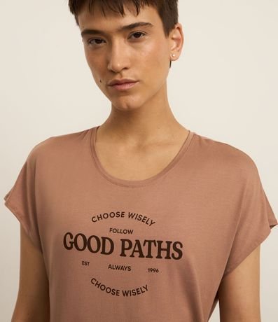 Remera Ampla Estampada en Viscosa con Estampa Good Paths 2