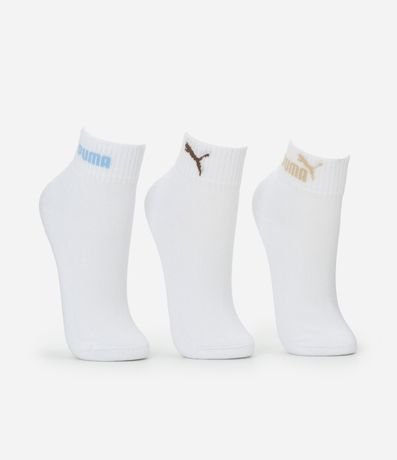 Kit 03 Medias Caña Corta Deportiva en Algodón con Logo Puma 2