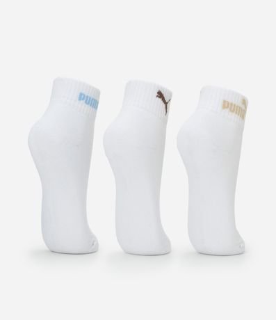 Kit 03 Medias Caña Corta Deportiva en Algodón con Logo Puma 3
